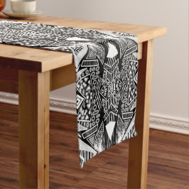 B- en W-Mode geïnspireerd patroon Korte Tafelloper