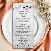 B en W Muziek Thema Wedding Menu Kaart