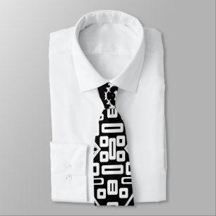 B en W Runway Mode geïnspireerd Pattern Neck Stropdas