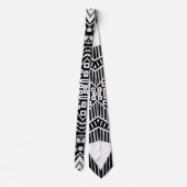 B en W Runway Mode geïnspireerd Pattern Neck Stropdas (Achterkant)