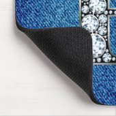 B Faux-"Diamond Bling" op Denim Mousepad Muismat (Hoek)