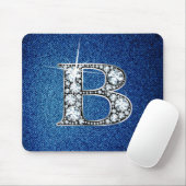 B Faux-"Diamond Bling" op Denim Mousepad Muismat (Met muis)