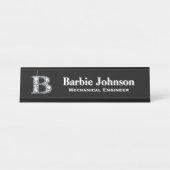 B Faux Diamond Desk Bureau Naambordje (Voorkant)