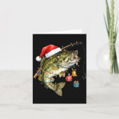 B Fish Festive Lights Christmas Funny Fishing Long Kaart (Voorkant)