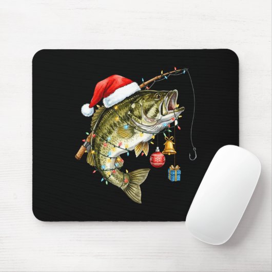 B Fish Festive Lights Christmas Funny Fishing Long Muismat (Met muis)