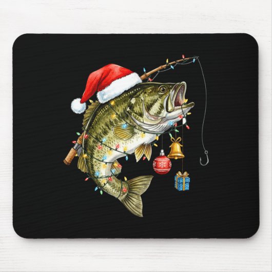B Fish Festive Lights Christmas Funny Fishing Long Muismat (Voorkant)