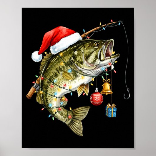 B Fish Festive Lights Christmas Funny Fishing Long Poster (Voorkant)