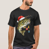 B Fish Festive Lights Christmas Funny Fishing Long T-shirt (Voorkant)