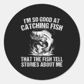 B Fishing Angler Funny Fisherman Catching Fi-shirt Ronde Sticker (Voorkant)