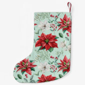 (b) Floral Monogram Groene Waterverf Feestdagen Kleine Kerstsok (Achterkant)