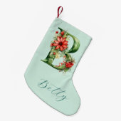 (b) Floral Monogram Groene Waterverf Feestdagen Kleine Kerstsok (Voorkant (Hangend))