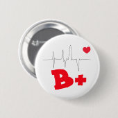 B+ Funky Blood Type Heart Rate Button (Voorkant /achterkant)