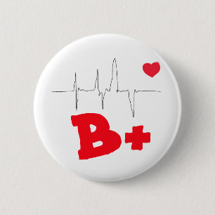 B+ Funky Blood Type Heart Rate Button
