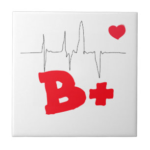 B+ Funky Blood Type Heart Rate Medical Tegeltje