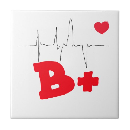 B+ Funky Blood Type Heart Rate Medical Tegeltje (Voorkant)