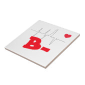 B- Funky Blood Type Heart Rate Medical Tegeltje (Zijkant)