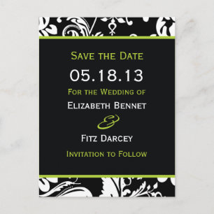 B&G Contemporary Damask Save the Date Wide Aankondigingskaart