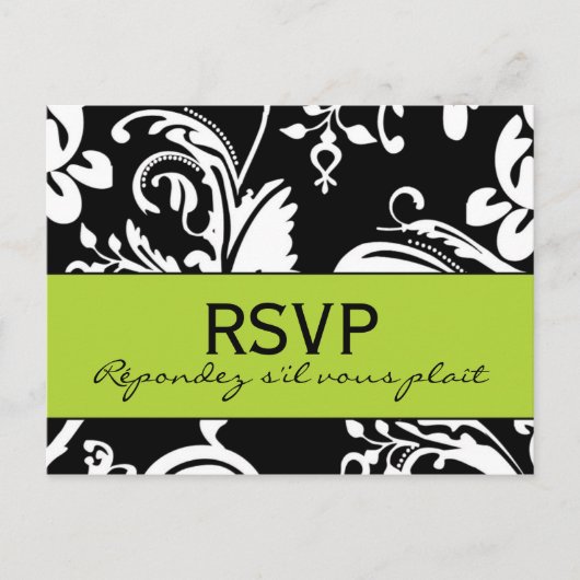 B&G Damask RSVP Briefkaart (Voorkant)