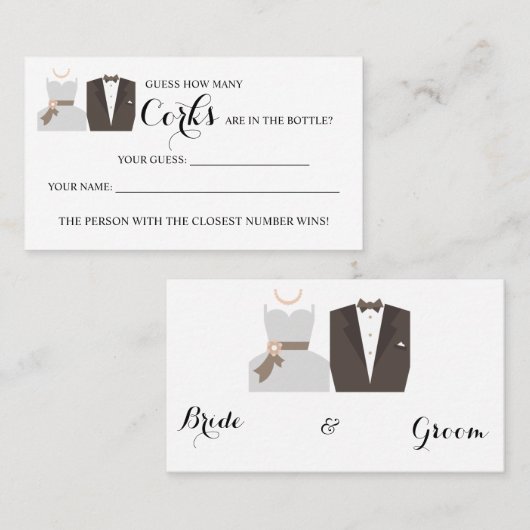 B & G Hoeveel kurken Vrijgezellenfeest spelkaart Plaatskaartje (Voorkant / Achterkant)