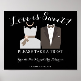 B & G Love is Sweet Bruiloft Feest Bruidsposter Poster