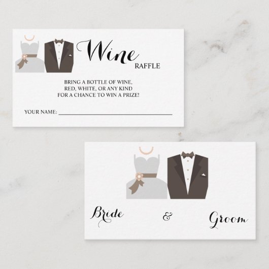 B & G Wine Raffle Wedding Vrijgezellenfeest card Plaatskaartje (Voorkant / Achterkant)