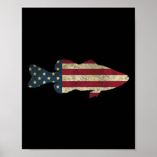 B Gevist Amerikaanse vlag Patriottische Angler Poster