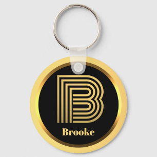 B Gold Monogrammed Letter persoonlijk Sleutelhanger