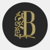 B, gouden sierletter ronde sticker (Voorkant)