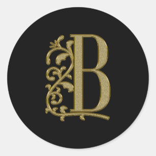 B, gouden sierletter ronde sticker
