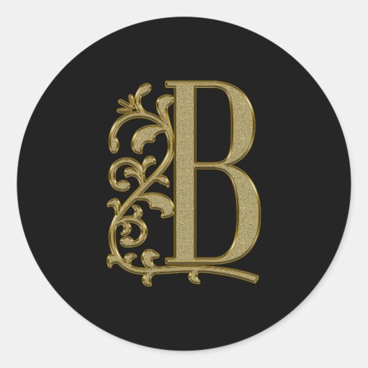 B, gouden sierletter ronde sticker (Voorkant)