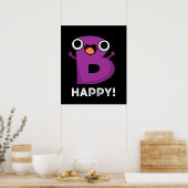 B Happy Funny Alphabet Pun Dark BG Poster (Keuken)
