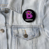 B Happy Funny Alphabet Pun Dark BG Ronde Button 5,7 Cm (In situ)