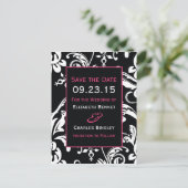 B&HP Contemporary Damask Bewaar de Datum Aankondigingskaart (Staand voorkant)