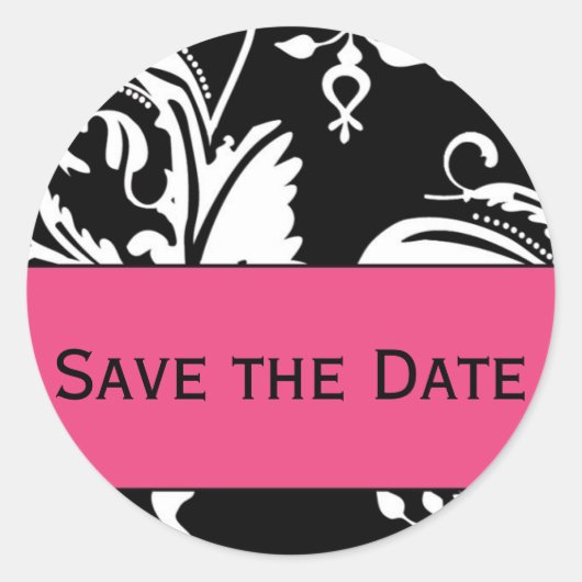 B&HP Hedendaagse Damask Save the Date Sticker (Voorkant)