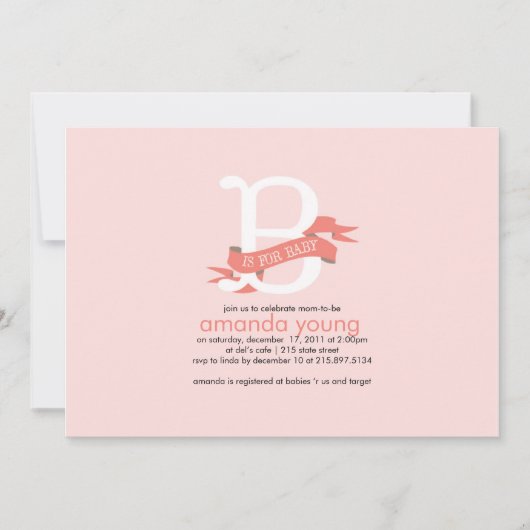 B indien voor Baby - Uitnodiging Baby shower (Voorkant)