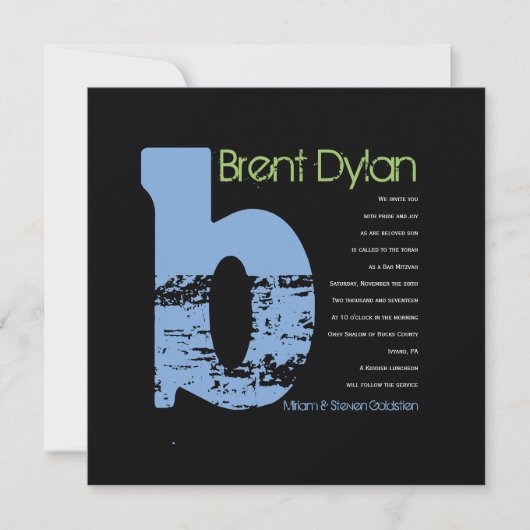 B Initiaal Collectie Bar bat Mitzvah Uitnodiging (Voorkant)