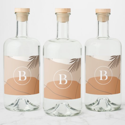 B - Initiaal Monogram Letter B Abstract ontwerp Likeurfles Etiket (Flessen)