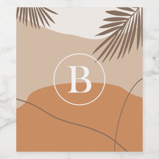 B - Initiaal Monogram Letter B Abstract ontwerp Wijn Etiket (Enkel label)