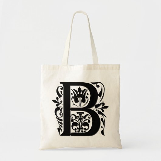 B Initiaal Monogram - papier gesneden stijl Tote Bag (Voorkant)