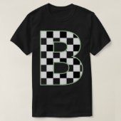 B Initiaal Monogram zwart-wit dambord T-shirt (Design voorkant)