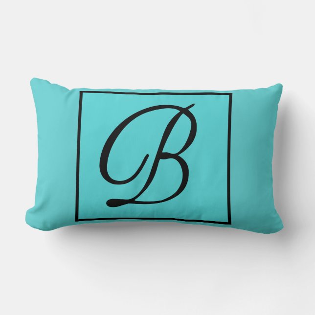 B INITIAAL PILLOW - Letter B op Aqua Achtergrond Kussen (Voorkant)