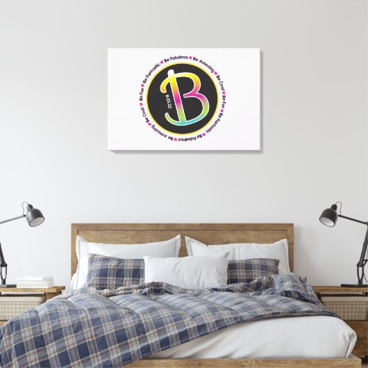 B Initialen BE AMAZING Bat Mitzvah Inloggen Board Canvas Afdruk (Insitu (Slaapkamer))