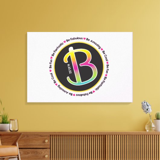 B Initialen BE AMAZING Bat Mitzvah Inloggen Board Canvas Afdruk (Insitu (Woonkamer))