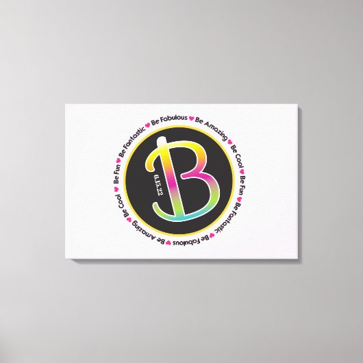 B Initialen BE AMAZING Bat Mitzvah Inloggen Board Canvas Afdruk (Voorkant)