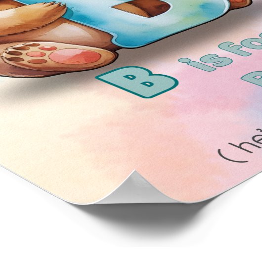 B is for Bear – Big and Cuddly Alphabet Nursery  Poster (Hoek)