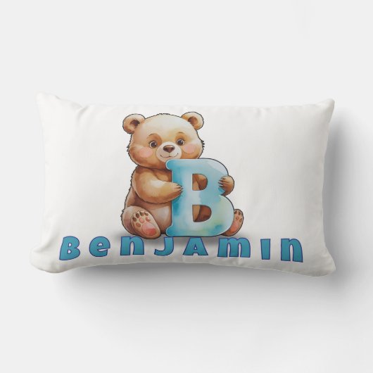 B is for Bear – Personalized Baby Pillow Kussen (Voorkant)