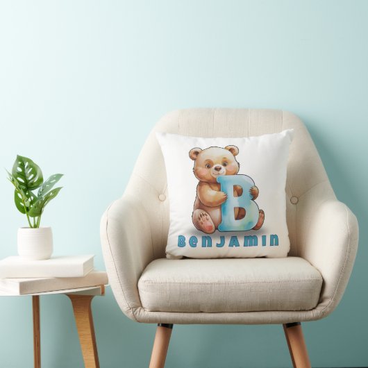 B is for Bear – Personalized Baby Pillow  Kussen (Stoel)