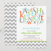 B is voor Baby Alphabet Baby shower Invitation Kaart (Voorkant / Achterkant)