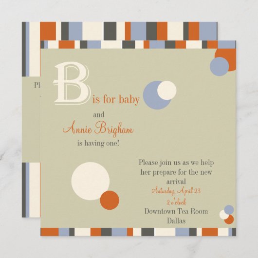 B is voor Baby - Boy Baby shower Uitnodiging (Voorkant / Achterkant)