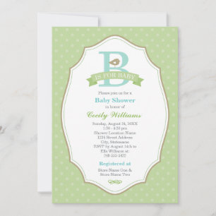 B is voor Baby Groen Geslacht Neutrale Shower Kaart